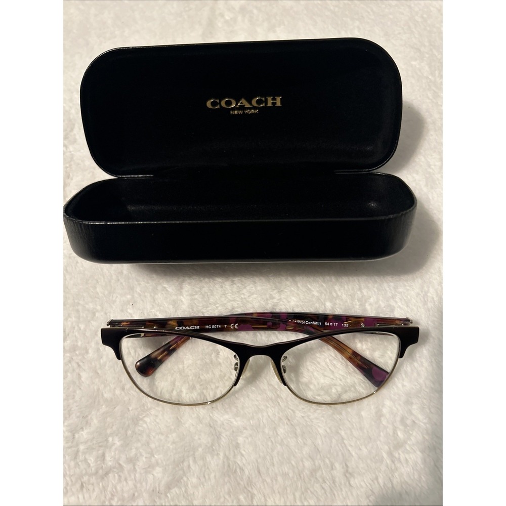 Coach Eyeglasses Womens Purple Gold HC 5074 9241 Cat Eye 54-17-135